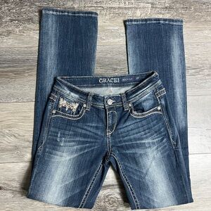 Grace in LA women's bootcut Western embroidery Jeans Size 27